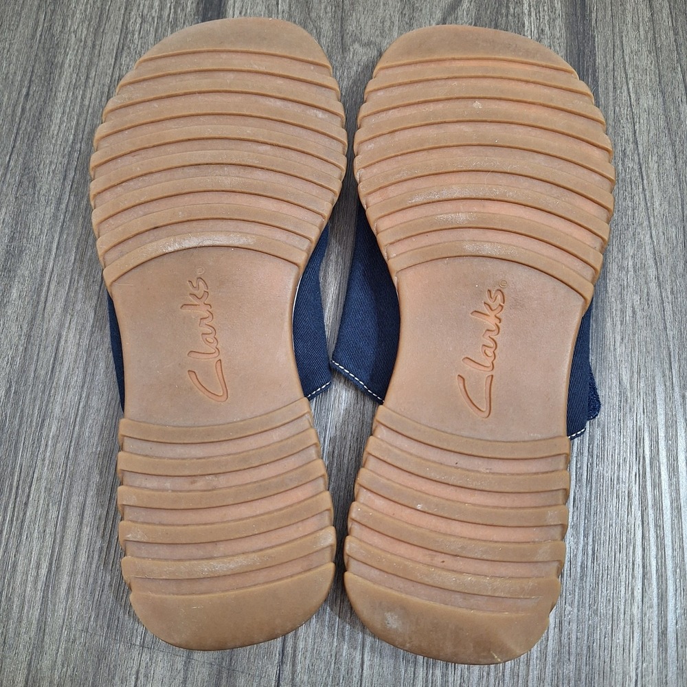 Clarks Sunbeat Navy Blue Canvas Slide Sandals Womens Size 8 M 36104 Adjustable - Picture 6 of 7